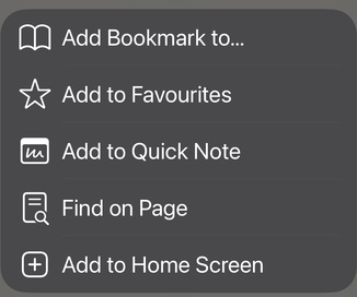 Safari share sheet showing Add to Home Screen