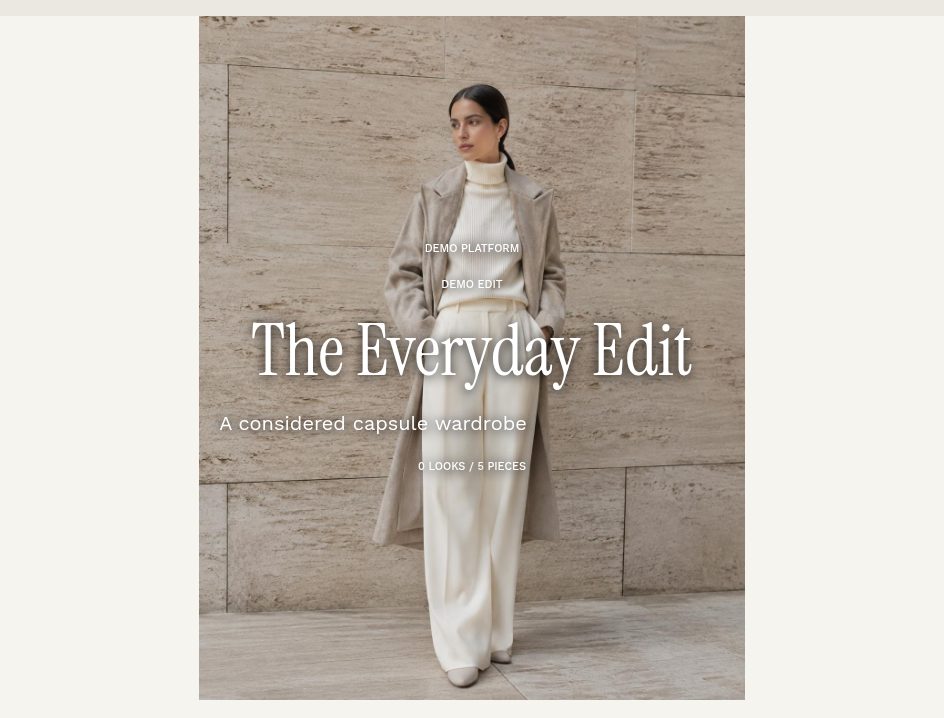 A collection cover page showing the title The Everyday Edit over an editorial photo